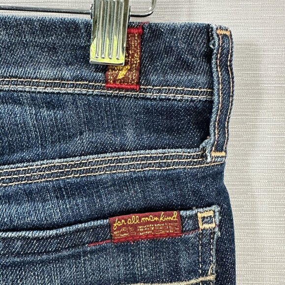 7 For All Mankind Jean Shorts Womens 27 Flynt Blue Cotton Stretch  Raw Hems - Picture 7 of 12